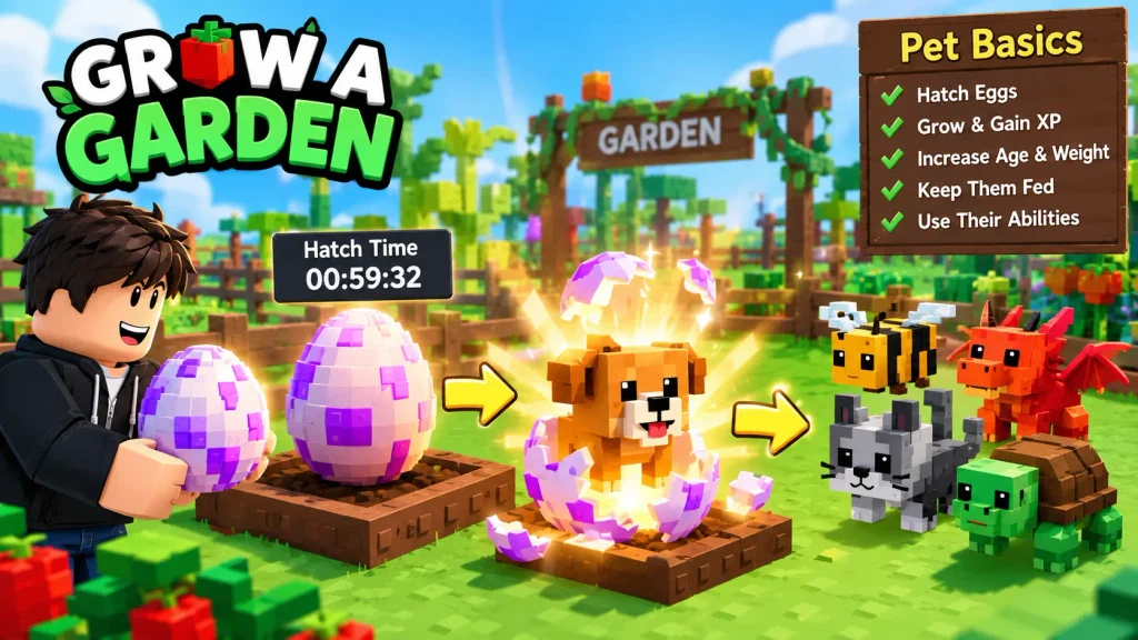 Grow a Garden pet egg hatching
